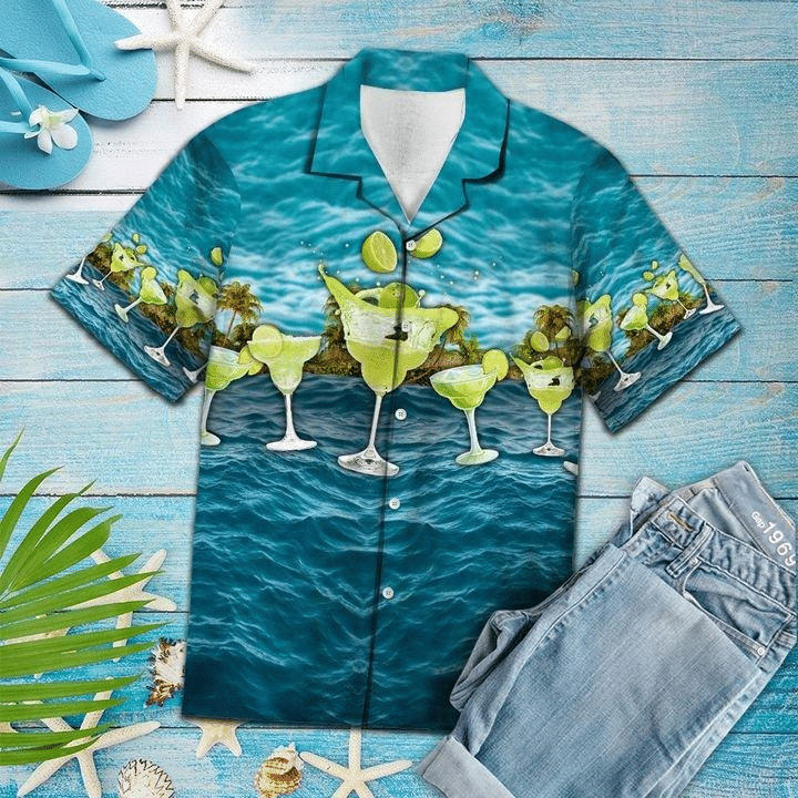 Waybackapparel Margarita Blue Ocean 3D Hawaiian Shirt