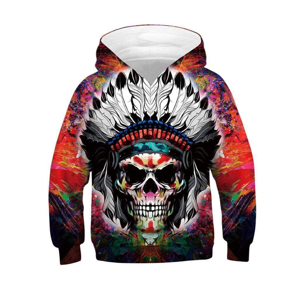 Ugly Christmas Hoodie Skull Printed Xmas Pullover Sweatshirt for kids