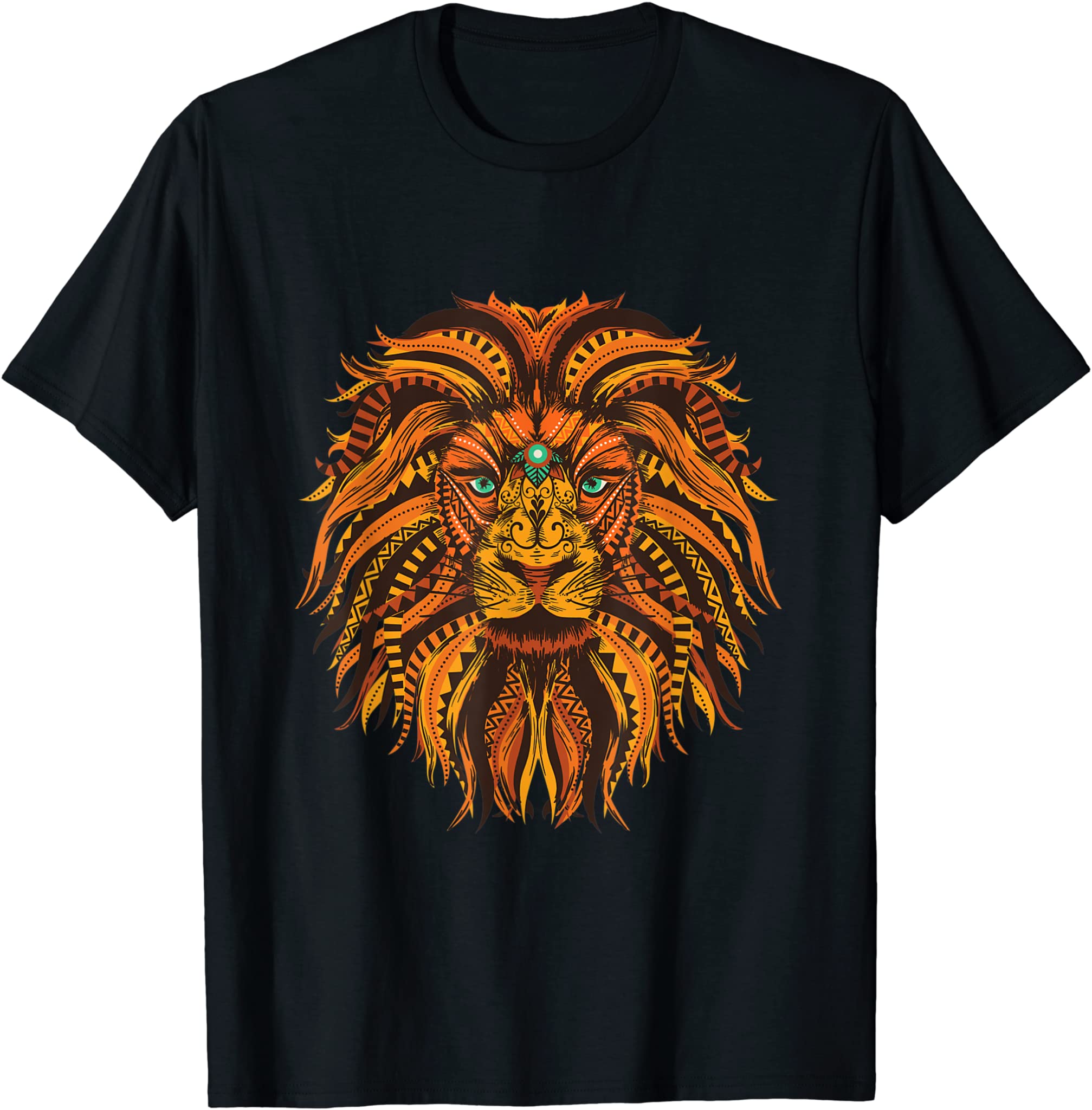 Cool Nature Soul Colorful Symbolism Colorful Lion Mandala T-Shirt