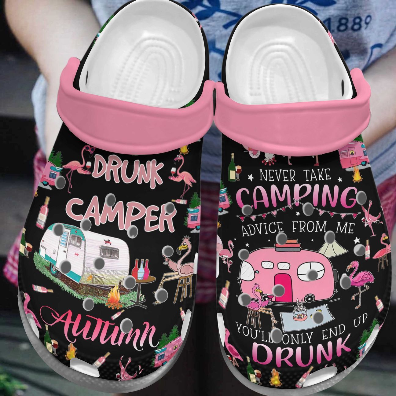 Camping Personalized Clog, Custom Name, Text, Color, Number Fashion Style For Women, Men, Kid, Print 3D Drunk Camper Vq