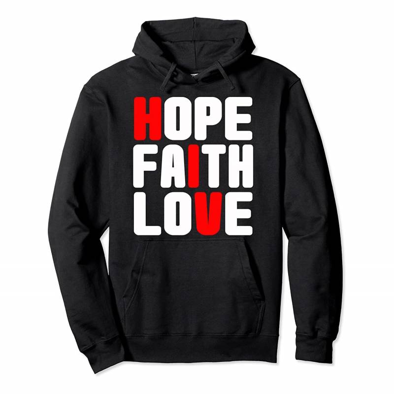 World AIDS Day Faith Hope Love AIDS HIV Awareness Red Ribbon Pullover Hoodie