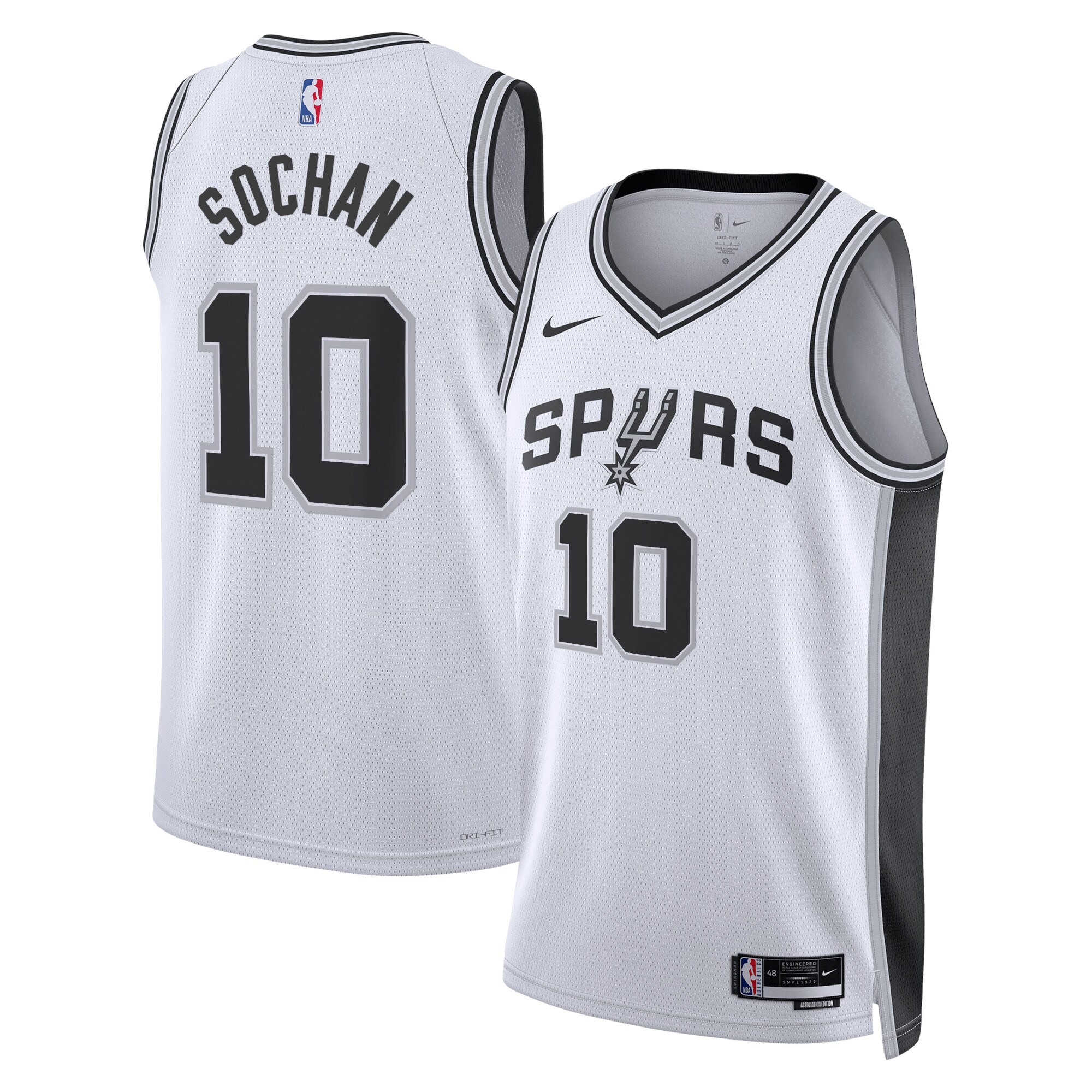 San Antonio Spurs Association Edition Swingman Jersey – White – Jeremy Sochan – Unisex