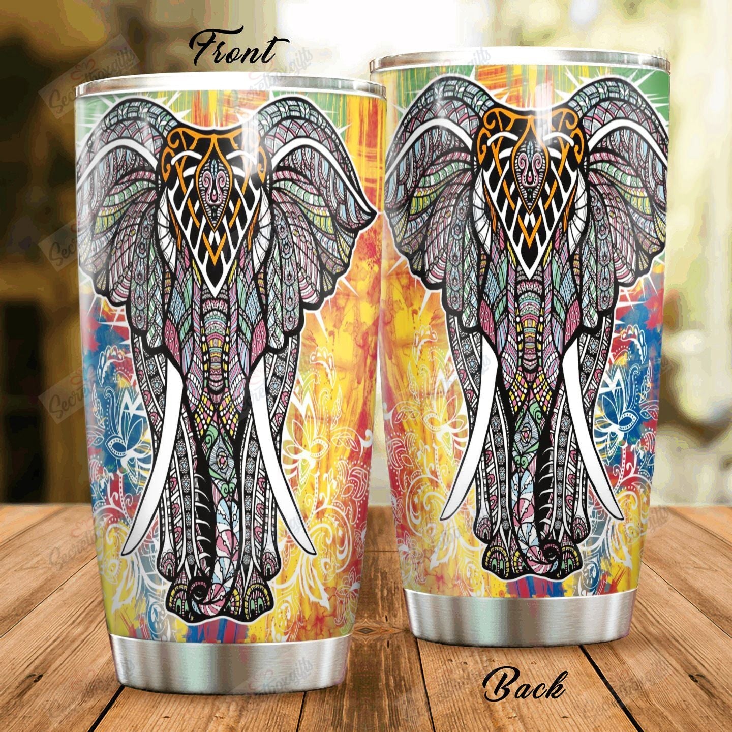 Mandela Elephant Stainless Steel Tumbler Travel Customize Name, Text, Number, Image Abc14121129