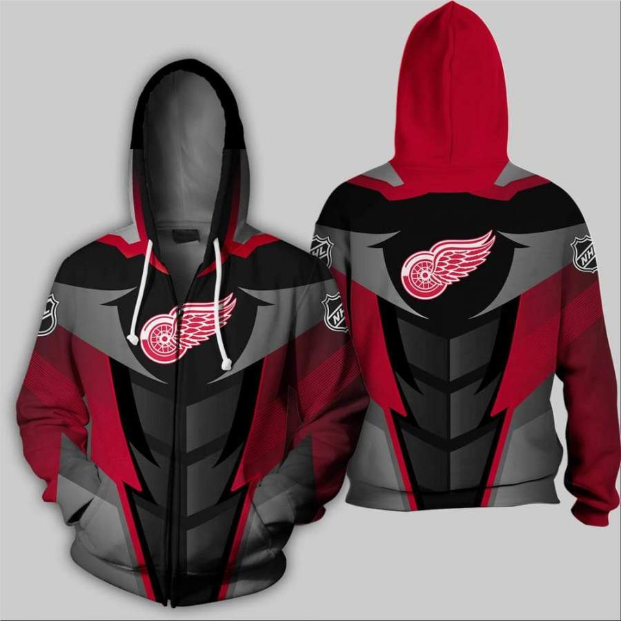 Men / Women Detroit Red Wings 3D Zipper Hoodie, Detroit Red Wings Apparel