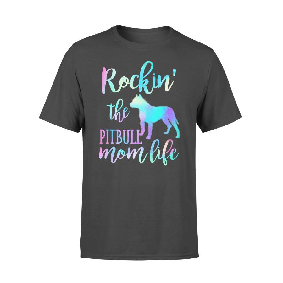 Rockin The Pitbull Mom Life Colorful T-shirt