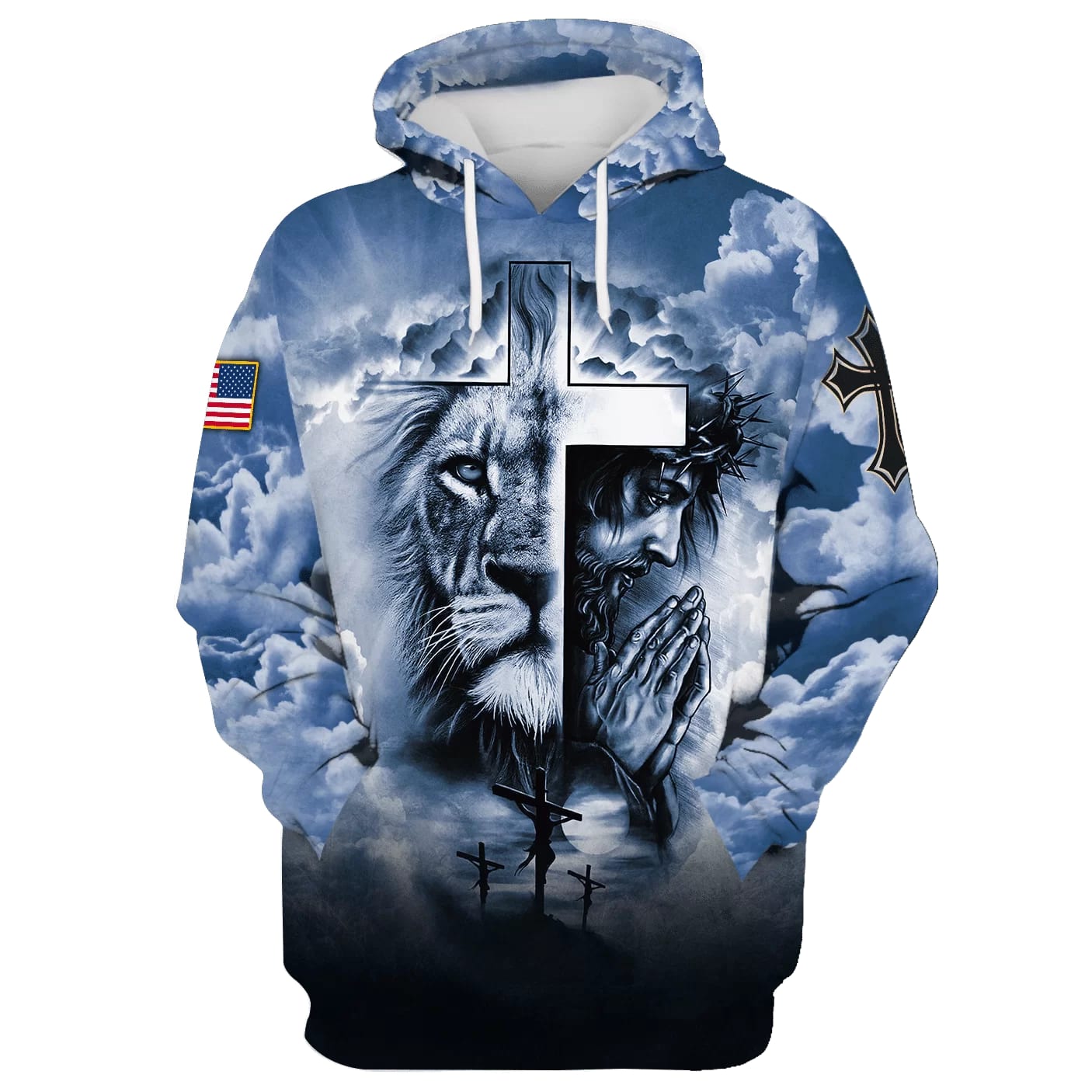 Jesus, Lion And Cross Hoodie  Men & Women Christian Hoodie  3D Printed Hoodie