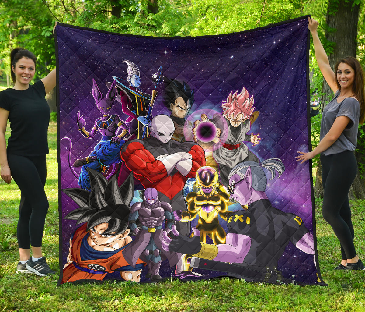 Dragon Ball Anime Premium Quilt | Db Goku Vs Villains Purple Galaxy Quilt Blanket Na09701