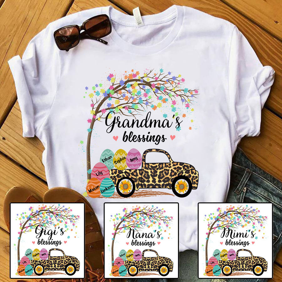 Grandma’S Blessings Easter Truck Leopard T-Shirt