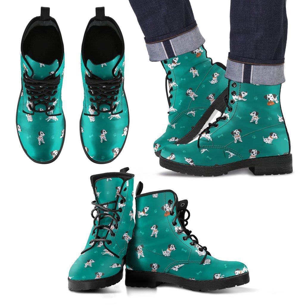 Dog Dalmatian Puppy Pattern Print Men Women Leather Boots Fashion Boots Custom Shoes