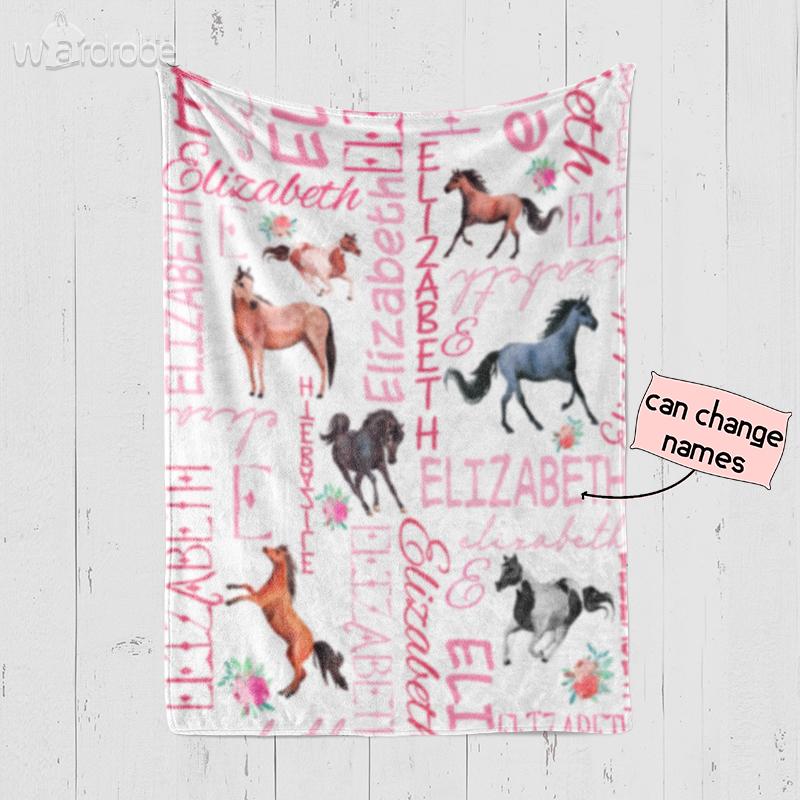 Baby Personalized Custom Name Horse Baby Blanket – Baby Birthday Gifts