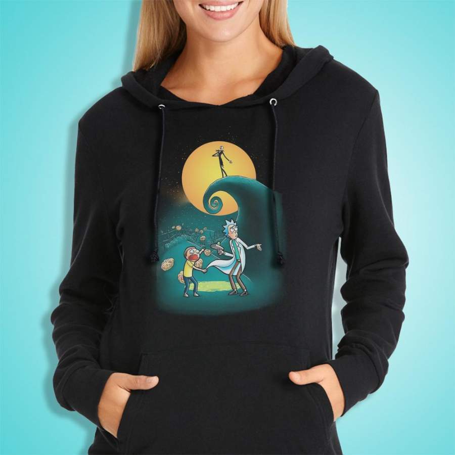 Rick And Morty Portal Nightmare Before Christmas Women’S Hoodie