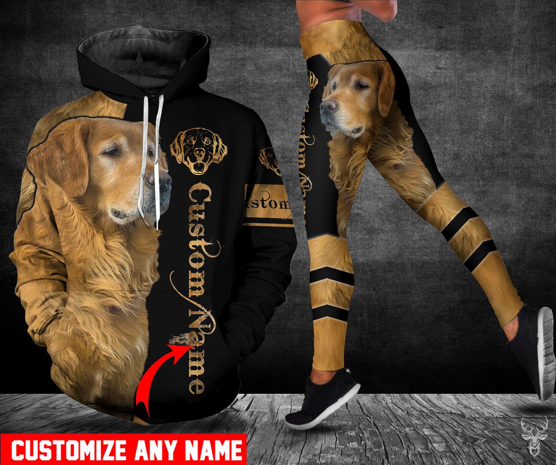 TJJ012010E03NF GOLDEN RETRIEVER CUSTOM NAME HOODIE LEGGING BT