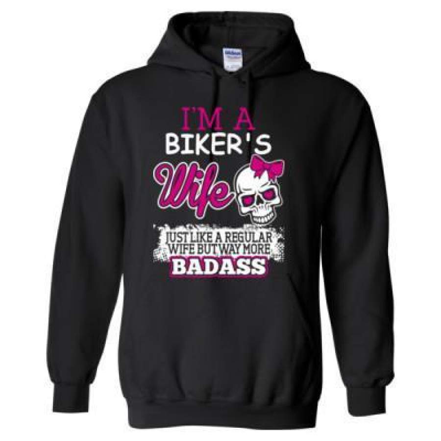 AGR I Am A Bikers Wife Just Like A Regular Wife But Way More Badass – Heavy Blend™ Hooded Sweatshirt