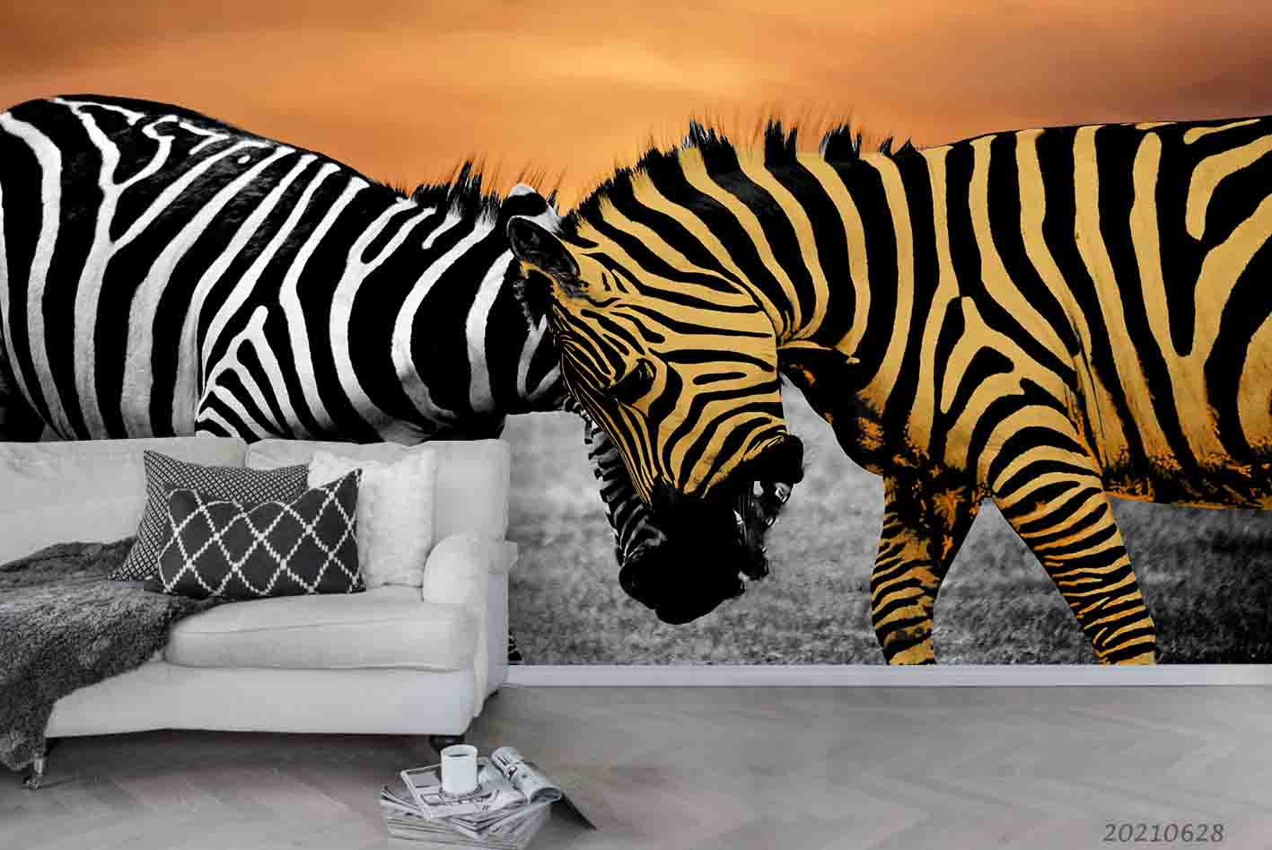 3D Wild Animal Zebra Wall Mural Wallpaper Lqh 212