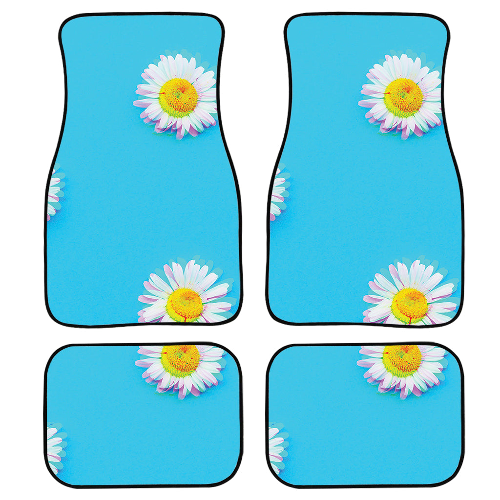 Glitch Daisy Flower Print Front And Back Car Floor Mats, Front Car Mat