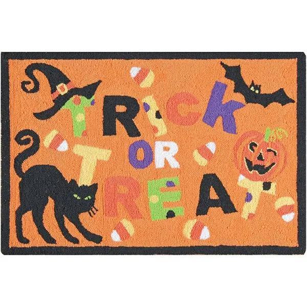 Trick Or Treat Black Cat Pumpkin Halloween Doormat Indoor And Outdoor Mat Entrance Rug Funny Home Decor Closing Gift Gift For Friend Family Gift Idea