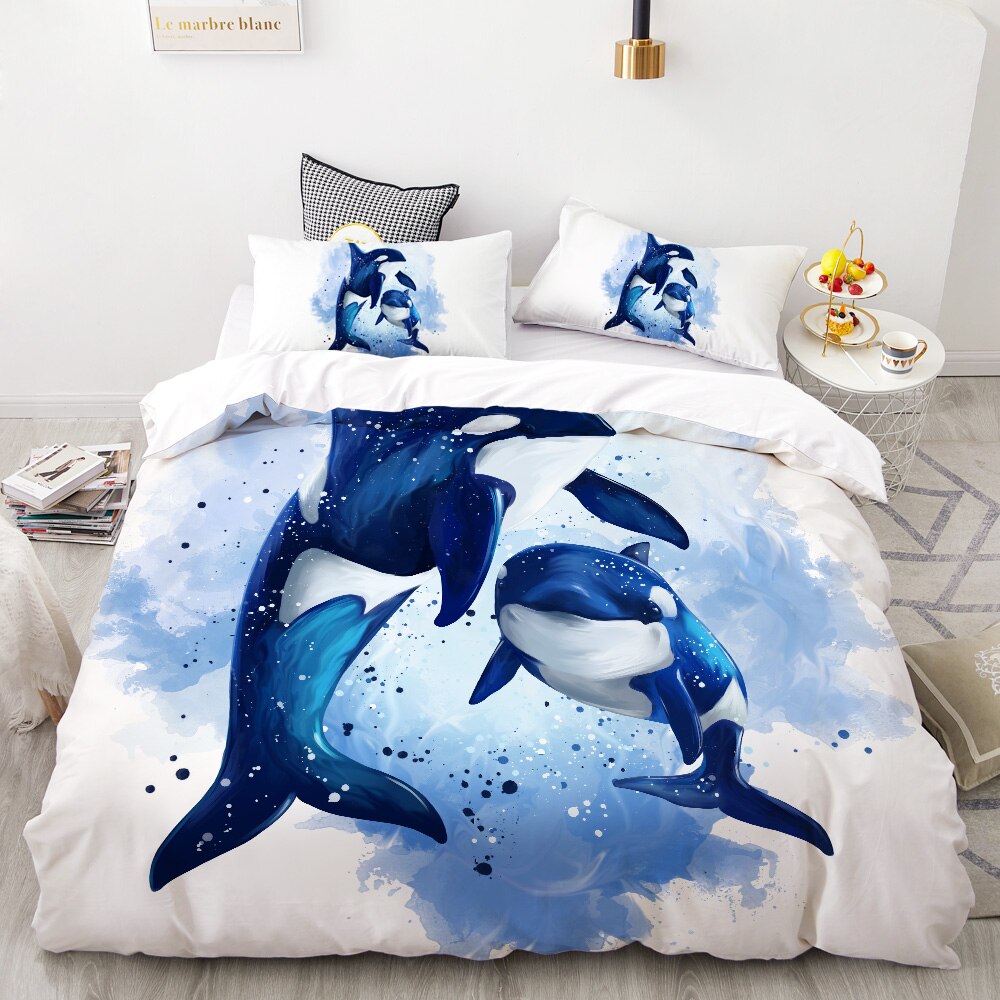 3D Print Bedding Set King/Usa/Europe Size,Duvet Cover Set Custom,/Blanket Cover,Bedclothes Ocean Dolphin/Whale