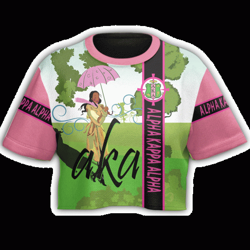 Alpha Kappa Alpha Aka Girl Art Green Crop Top T Shirt