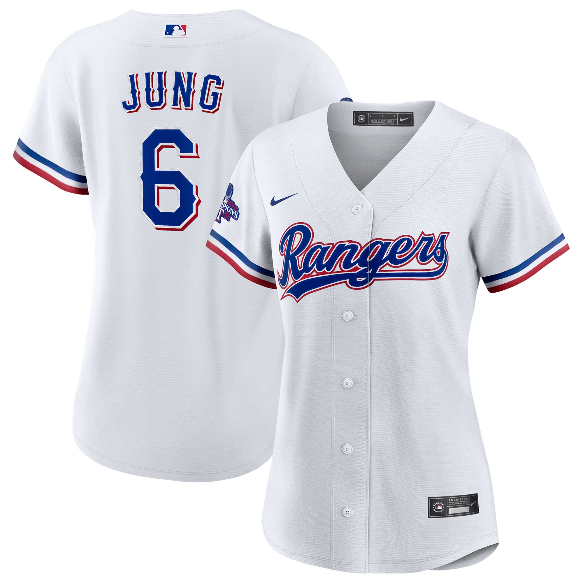 Women’s Texas Rangers Josh Jung White Home 2023 World Series Champions Player Jersey