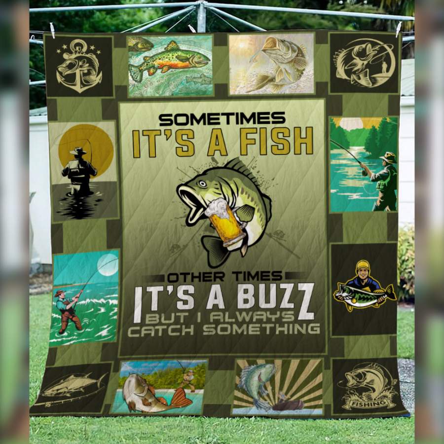 Wozoro Quilt Blanket Fishing Other Times It’s A Buzz Twin Queen King Size