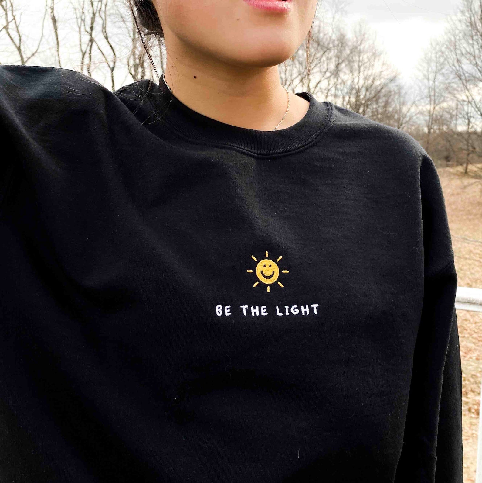 Be The Light Embroidered Halloween Sweatshirt 2D Crewneck Sweatshirt All Over Print Sweatshirt For Women Sweatshirt For Men Sws3346