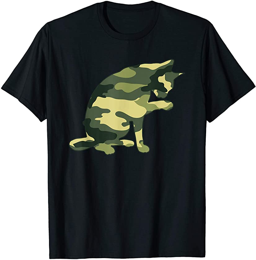 Military Abyssinian Camo Men Print US Kitten Veteran Gift T-Shirt