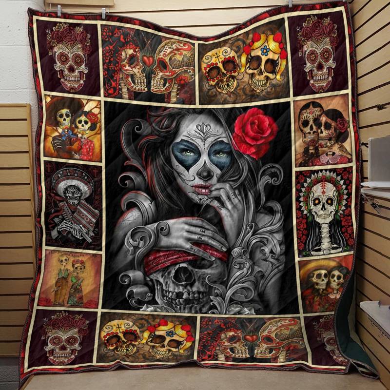 Beautiful Skull Girl Quilt Blanket 3832203054