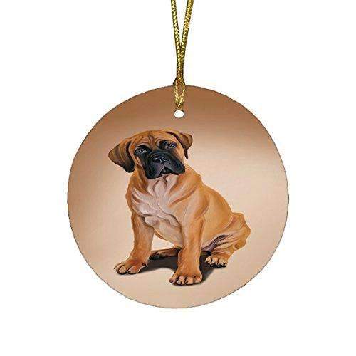 Bull Mastiff Puppy Dog Round Christmas Ornament