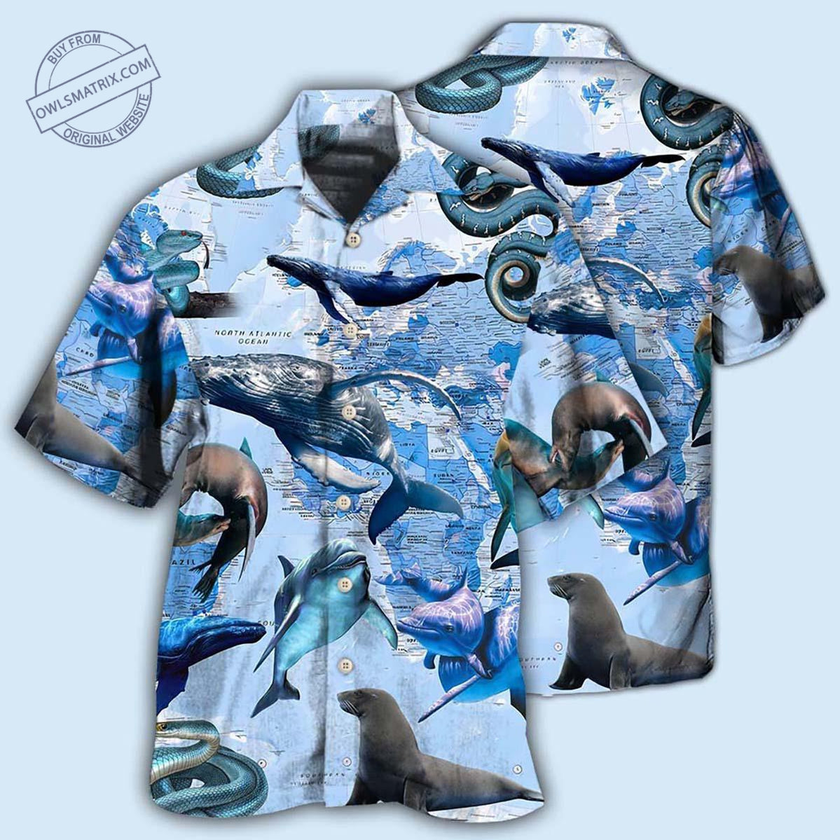 Ocean Life World Map Hawaii Shirt Ha21592