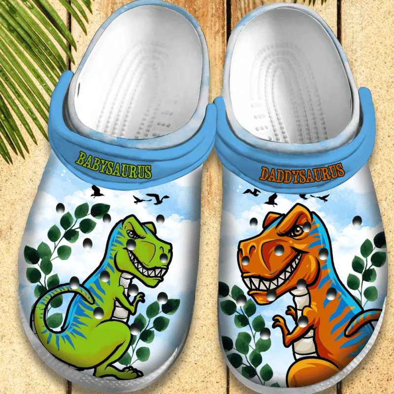 Daddysaurus And Babysaurus Gift For Lover Rubber clog Shoes Comfy Footwear