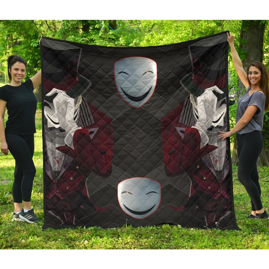 Horror Movie Premium Quilt | Hiruko Kagetane Black Bullet Smiling Mask Quilt Blanket Nt082602