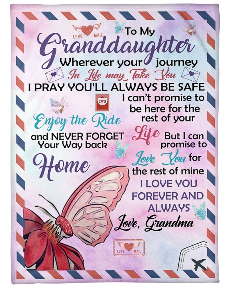 To My Granddaugter Never Forget The Way Back Home Fleece Blanket – Quilt Blanket Birthday Gift Family Gift Gift For Granddaughter Gift From Grandma To Granddaughter Home Decor Bedding Couch Sofa Soft and Comfy Cozy