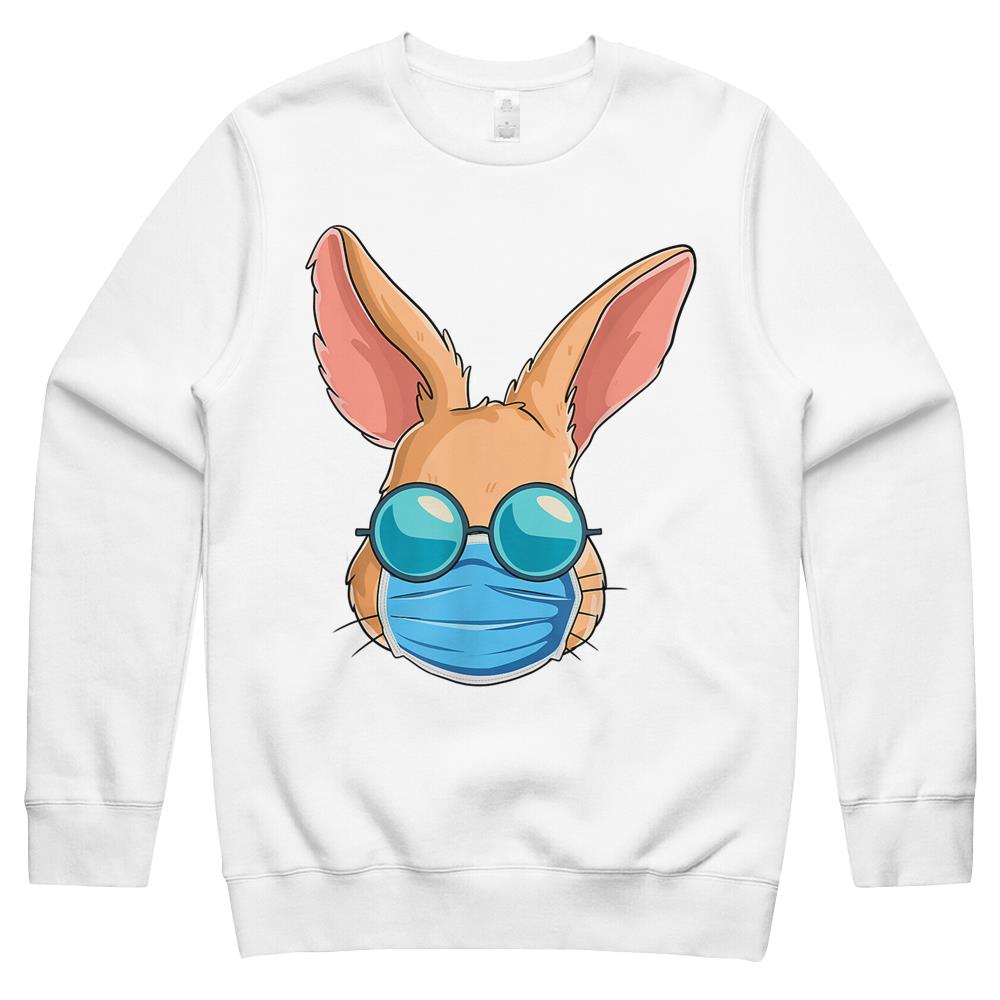 Bunny In A Mask Easter Day 2021 Eggs Hunt Gift Crewneck Sweatshirt