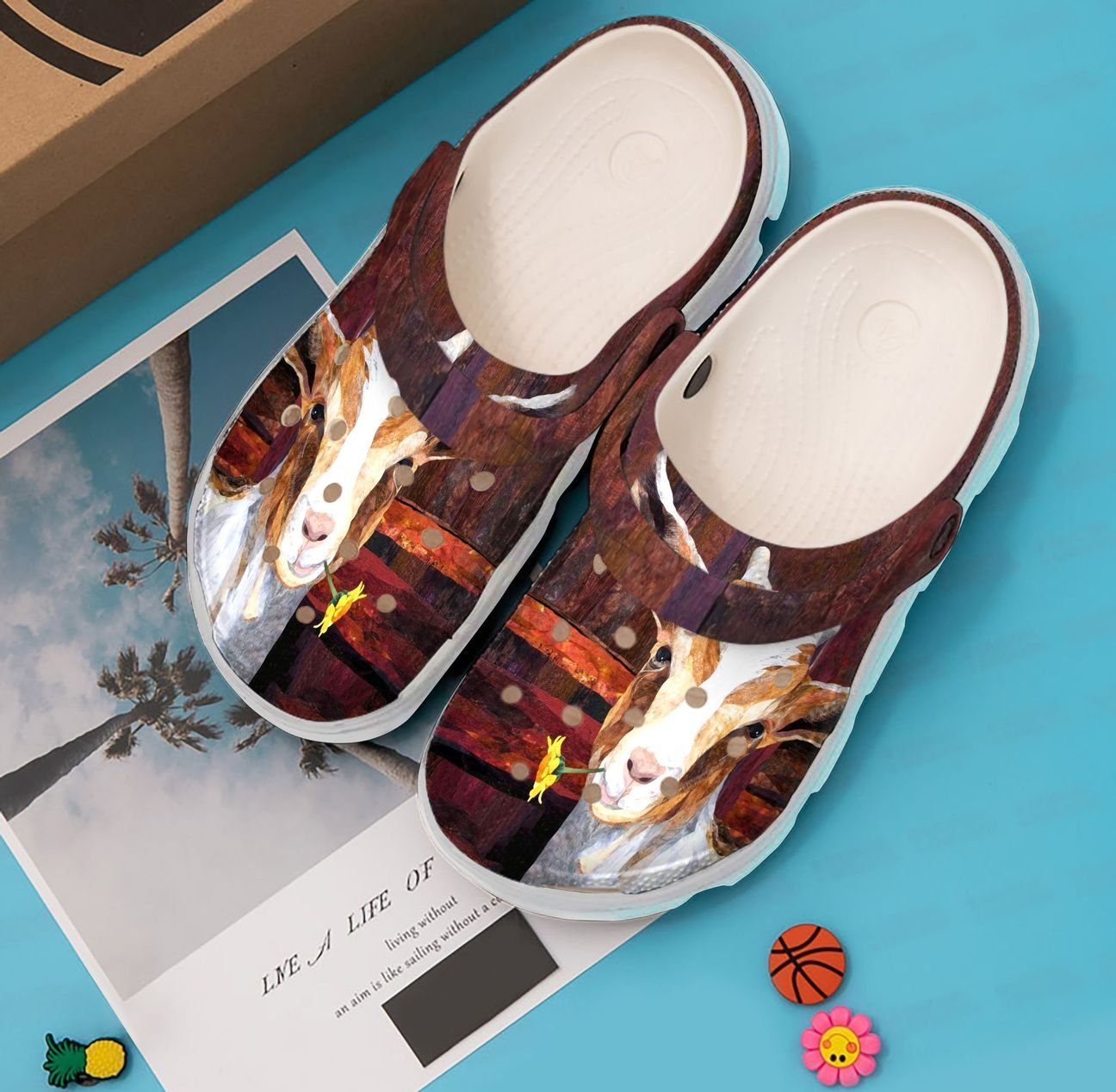 Goat Personalized Clog, Custom Name, Text, Color, Number Fashion Style For Women, Men, Kid, Print 3D Eating Goat