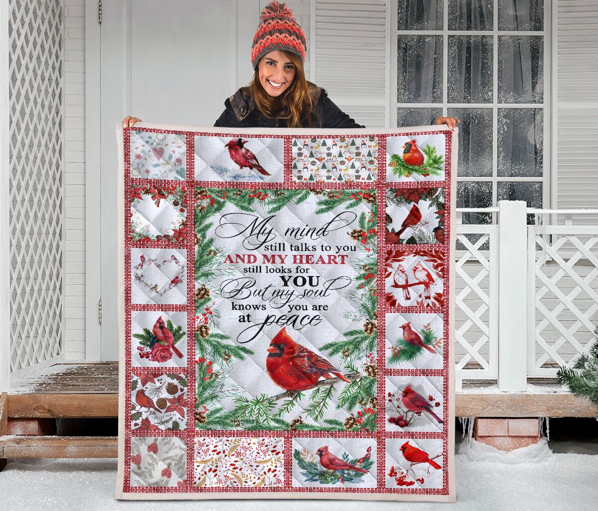 ViticStore™ Red Birds My Mind – red&white cotton kingsize quilt for lovers