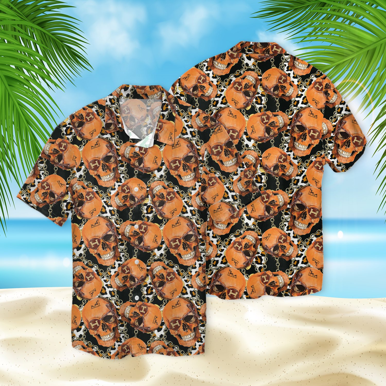 Skull Leopard Print Hawaii Shirt Ha84488