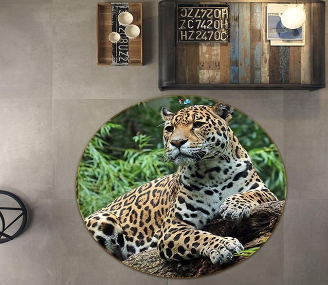 3D Leopard Resting 010 Round Rug – Round Carpet Home Decor