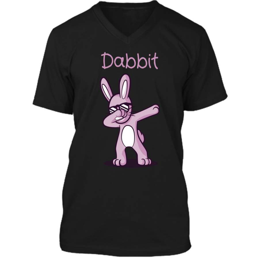 Dabbit Dabbing Easter Bunny Shirt Easter Gift for Kids Mens Printed V-Neck T