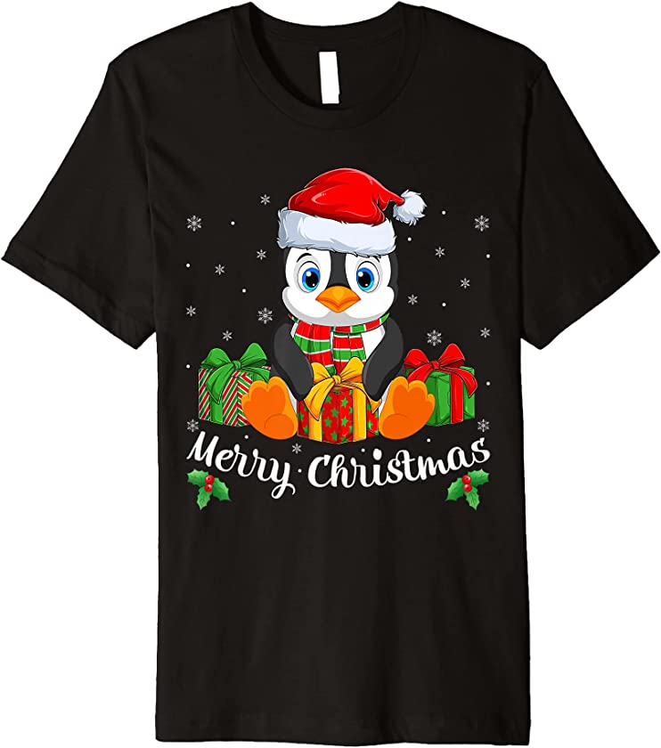 Merry Xmas Santa Hat Cute Penguin Christmas In July Premium T-Shirt