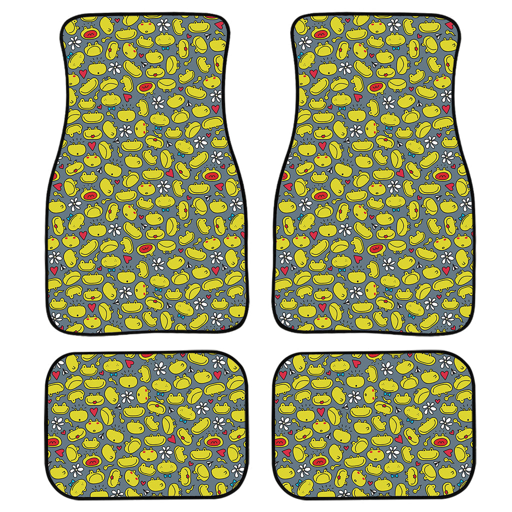 Frog Faces Pattern Print Front And Back Car Floor Mats, Front Car Mat