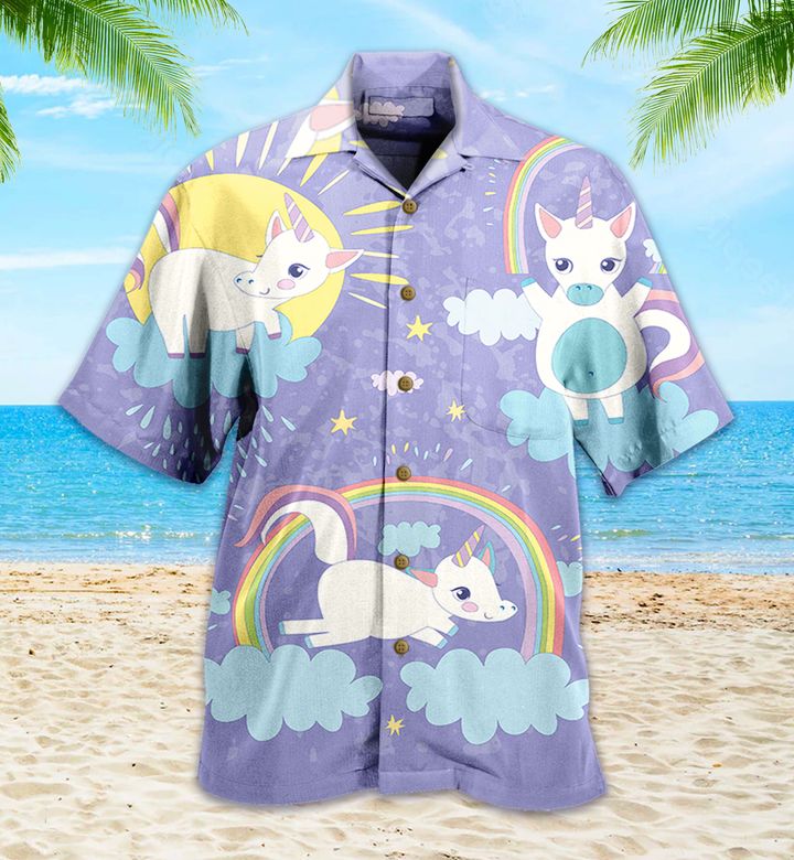 Unicorn Rainbow Violet Hawaii Shirt Ha91287