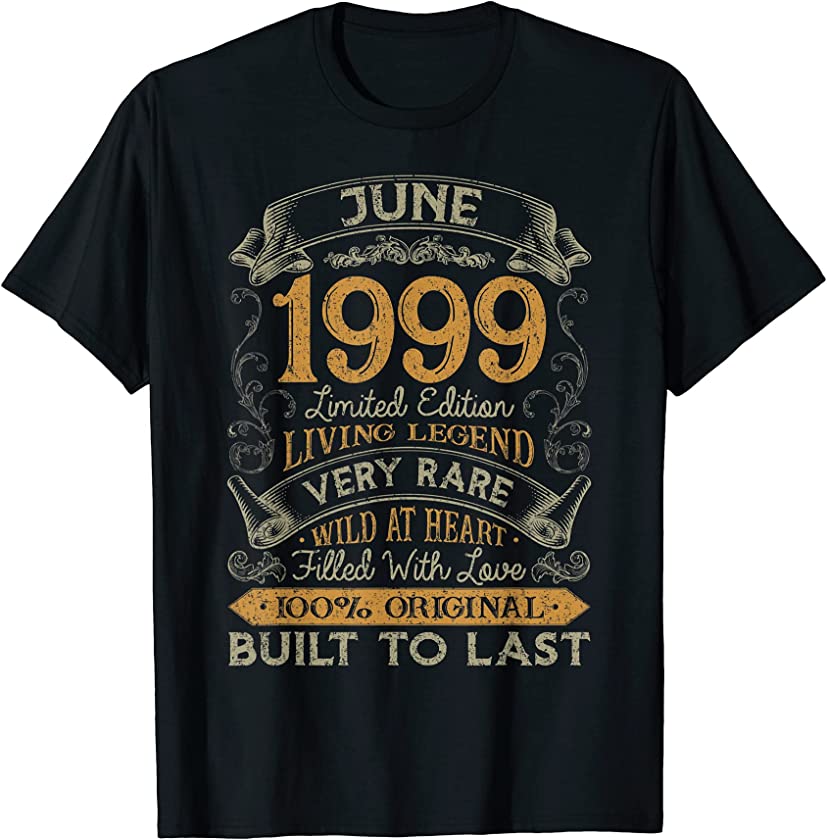 22nd Birthday Gift 22 Years Old Retro Vintage June 1999 T-Shirt