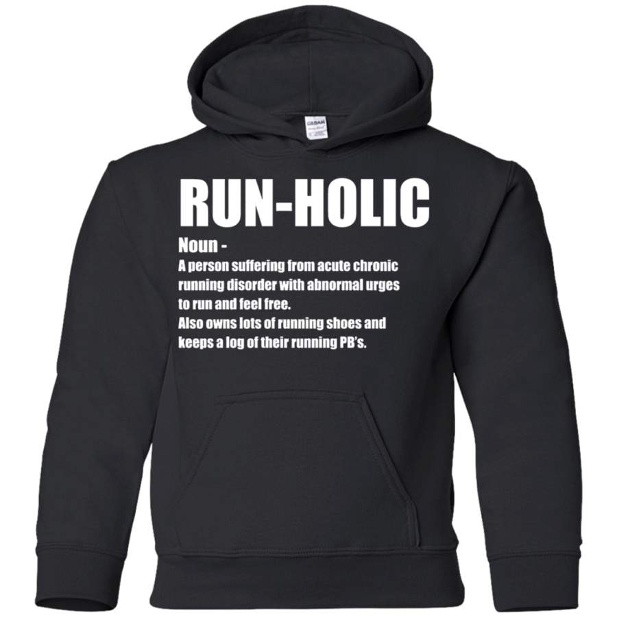 AGR Running Funny Design – Run-Holic Noun Youth Pullover Hoodie