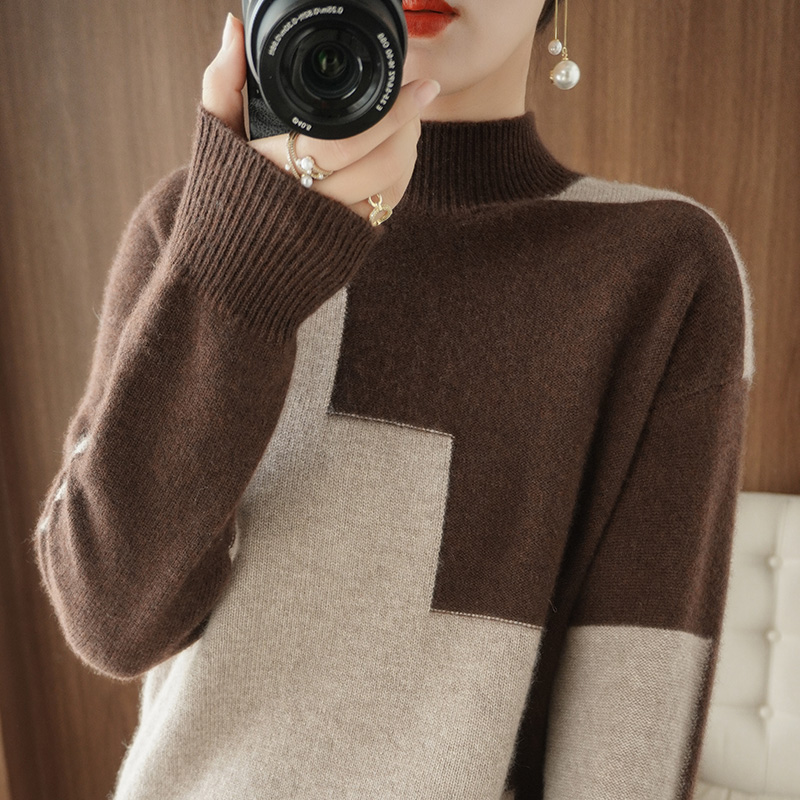 Autumn And Winter New 100% Pure Wool Women’s Round Neck Pullover Top Loose Fashion Warm And Comfortable Knitted Elegant Sweater alx