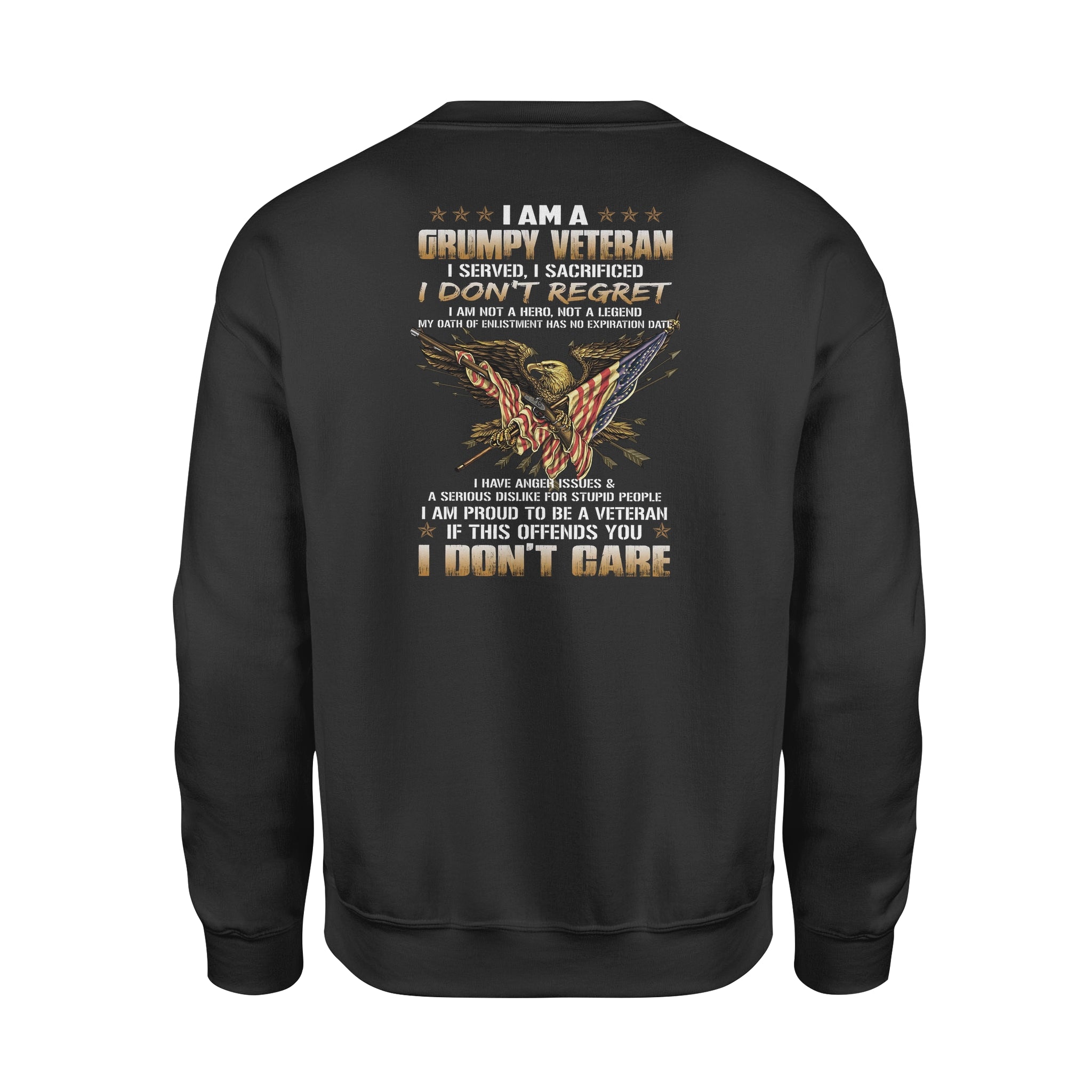 Eagle Flag I Am A Grumpy Veteran I Served I Sacrificed I Dont Regret – Standard Crew Neck Sweatshirt