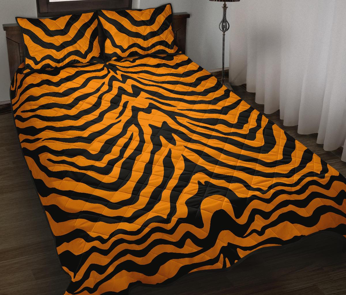 Bengal tigers skin print pattern Quilt Bed Set