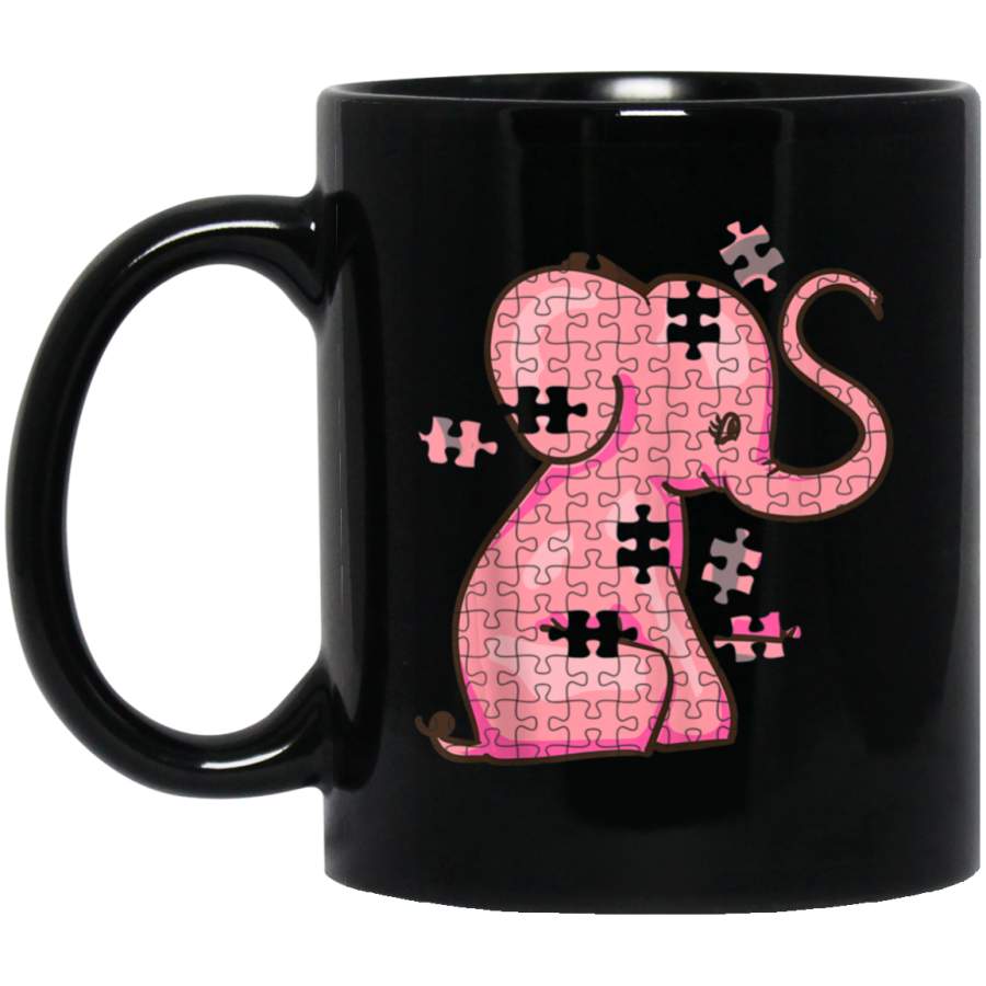 Autism Awareness Puzzle Elephant Design – Perfect 2018 Gift  11oz 15oz Black Mug Idea 2nd April Puzzle Ribbon Support Autism Dad Mom Kids Autistic