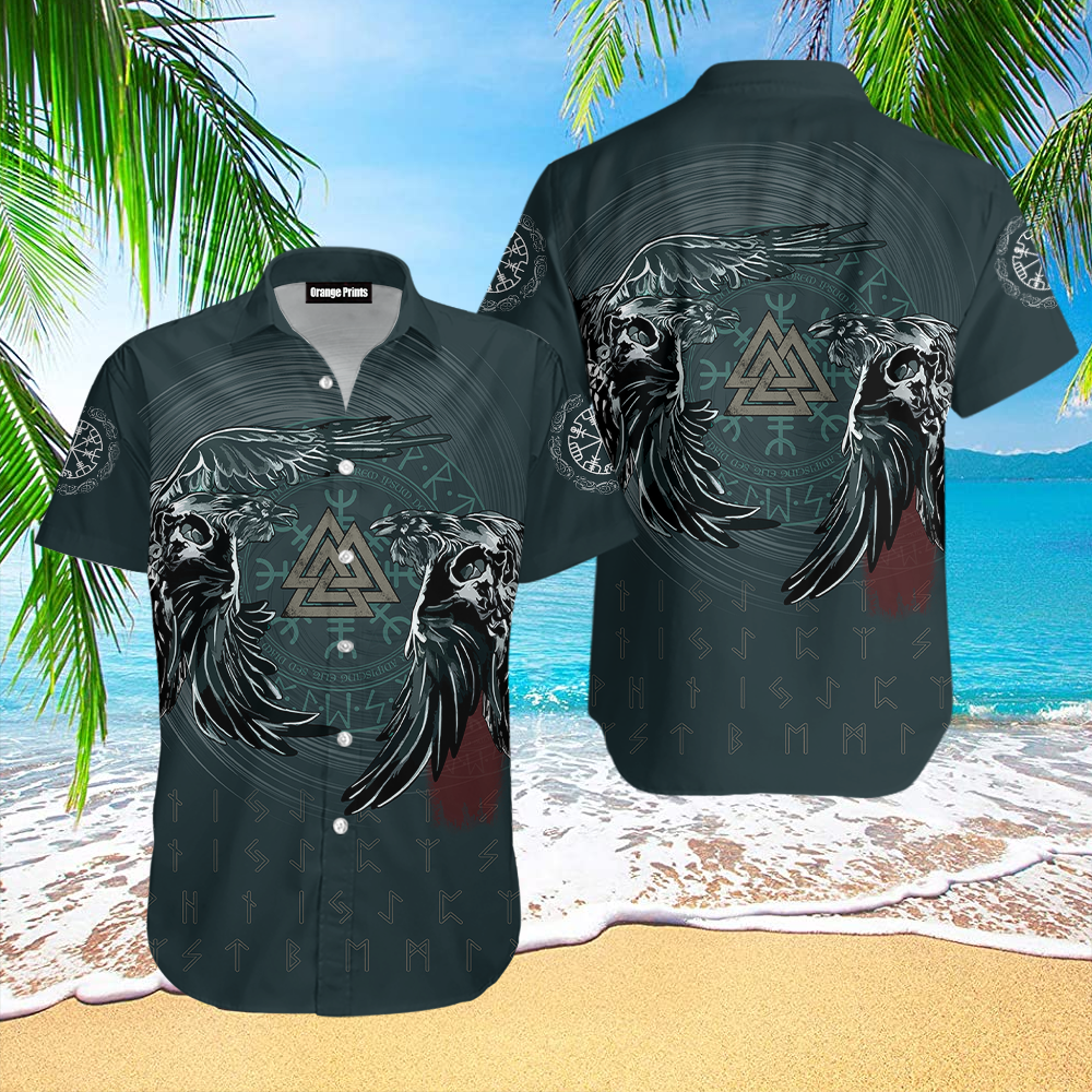 Viking Ravens Skull Tattoo Hawaii Shirt For Men Women Adult Ha71734