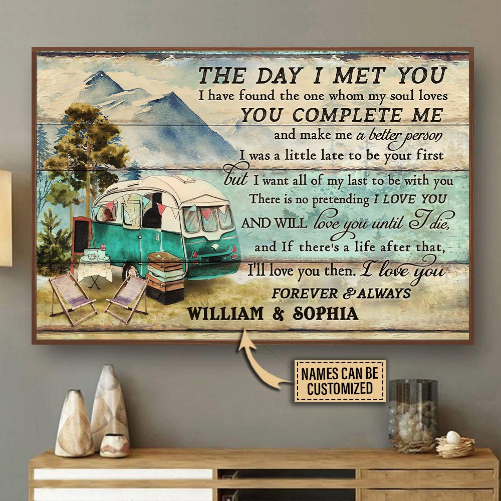 Personalized Canvas, Custom Canvas Prints Mountain Camper Couple The Day I Met Customized Poster Print, Canvas Poster Wall Art, Canvas Print Wall Decor