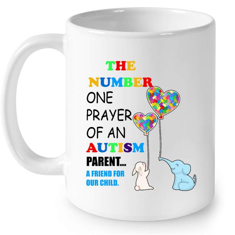 The Number One Prayer Of An Autism Parent A Friend For Our Child, Elephant Heart (w) – Full-Wrap Coffee White Mug